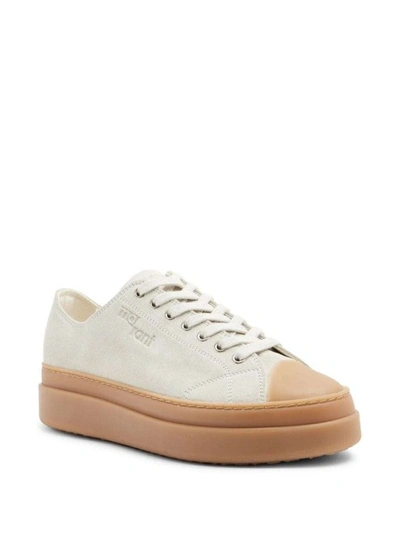 Isabel Marant Austen Embossed Suede Low-top Trainers In White