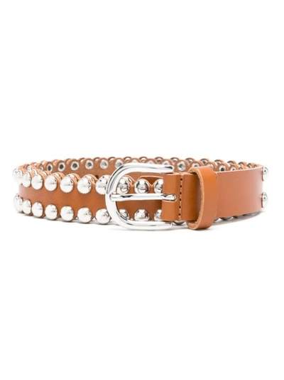 Isabel Marant Smooth Grain Leather Belt In Brown