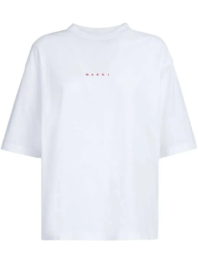 Marni White Logo-print Cotton T-shirt