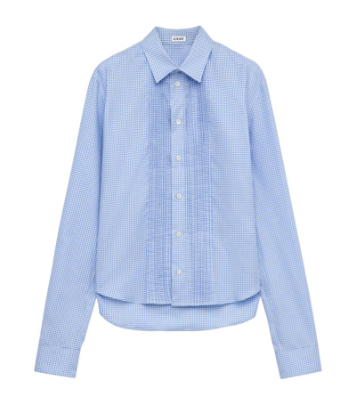 Loewe Cropped Pleated Shirt In Blue
