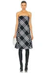 Burberry Midi Dress With Check Pattern In Monochrome