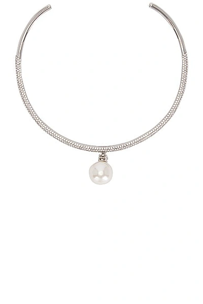 Givenchy Pearl Crystal Necklace In White & Silvery