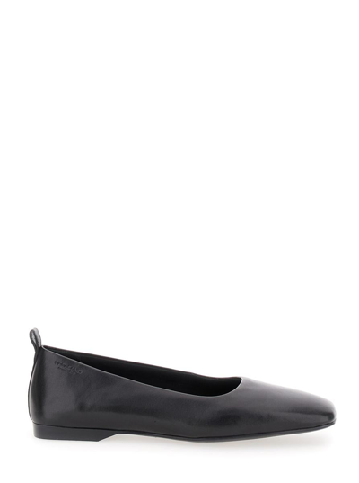 VAGABOND 'DELIA' BLACK BALLET FLATS WITH SQUARED TOE IN LEATHER WOMAN
