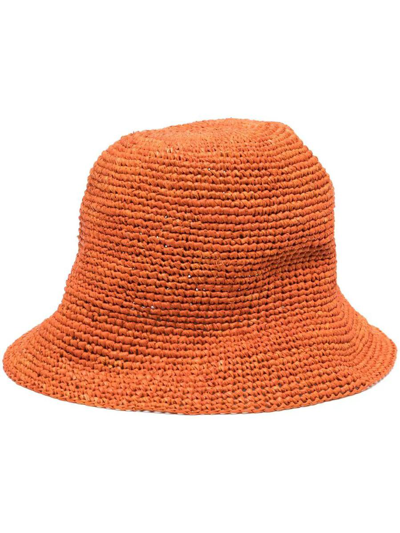 Ibeliv Raffia Bucket Hat In Yellow & Orange