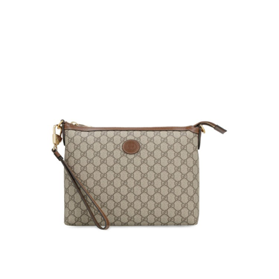 Gucci Gg Supreme Clutch In Grey