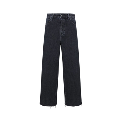 Gucci Denim Jeans Wide Leg Belt Loops In Black