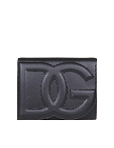 Dolce & Gabbana Crossbody Bag In Leather With Logo In Black