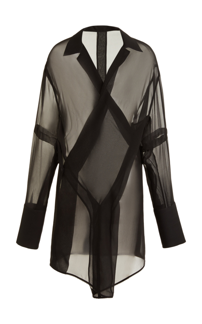 Givenchy Draped Silk Wrap Shirt In Black