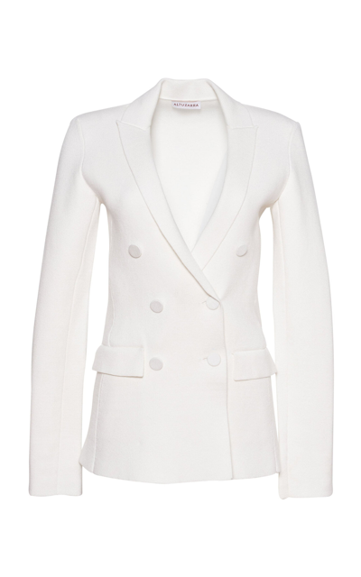 Altuzarra Indi Double-breasted Knit Blazer Jacket In Natural White