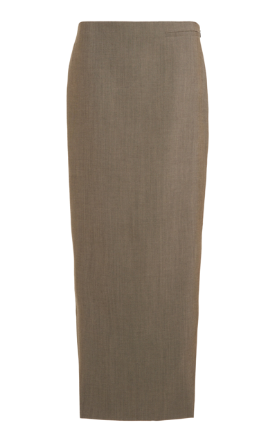 Givenchy Wool-mohair Kick Midi Skirt In Neutral