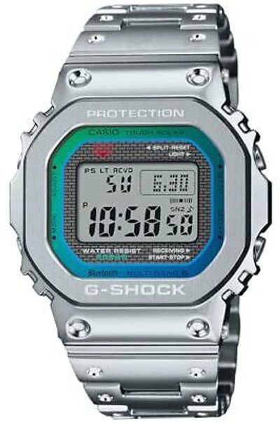 Pre-owned Casio G-shock Genuine Full Metal Solar Radio Gmw-b5000pc-1jf Rainbow Silver