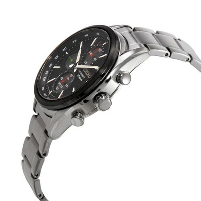 Pre-owned Seiko Men's Watch Chronograph Solar Powered Black Dial Steel Bracelet Ssc803