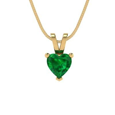 Pre-owned Pucci 0.5 Heart Classic Simulated Emerald Pendant 16 Box Chain Gift 14k Yellow Gold
