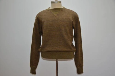 Pre-owned Ralph Lauren Rrl Made In Usa Heavy Knit Wool & Cotton Crewneck Sweater In Multicolor