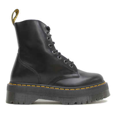 Pre-owned Dr. Martens' Dr. Martens Jadon Black Unisex Polished Smooth Mid-calf 8-eye Platform Boots