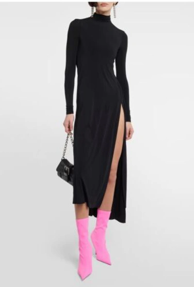 Pre-owned Balenciaga $1490  Knife Pointed Toe Sock Ankle Boots Fluo Pink Eu 37.5 Us 7.5