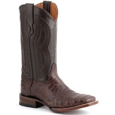 Pre-owned Ferrini Men's Belly Caiman Dakota Toe Chocolate Boots (1249309) In Brown