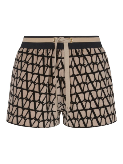 Valentino Toile Iconographe Drawstring Shorts In Neutrals