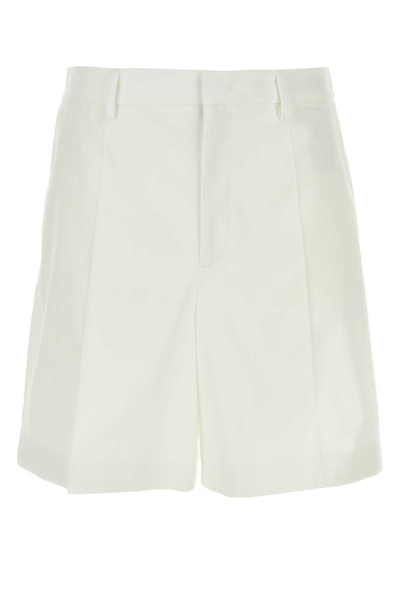 Valentino Pleated Bermuda Shorts In White