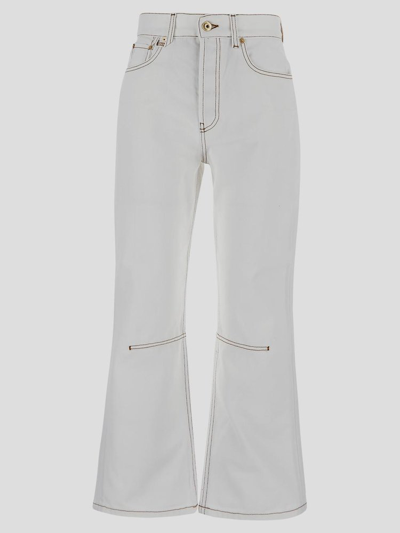 Jacquemus Cropped Flared Jeans In Off-white/tabac