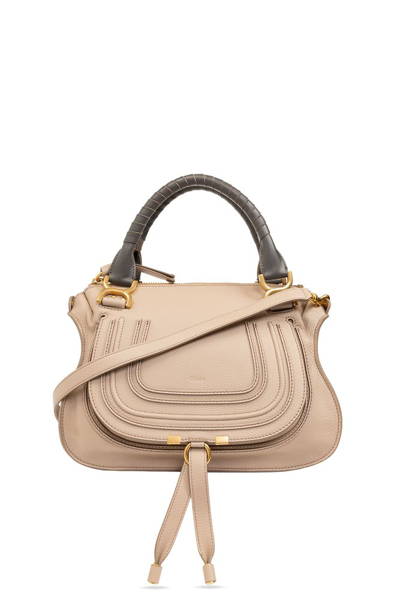 Chloé Marcie Double Carry Bag In Beige