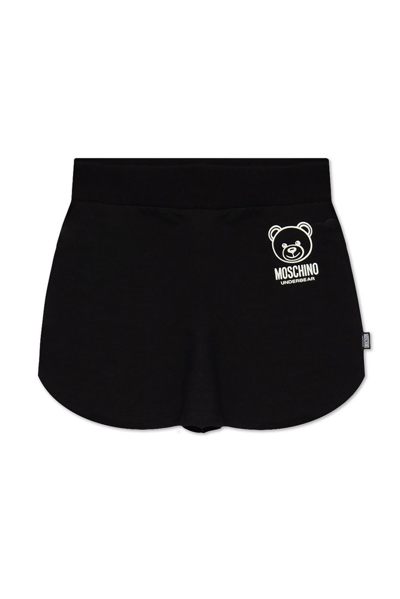 Moschino Teddy Bear Logo Detailed Shorts In Black