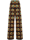 La Doublej La Comasca Floral-print Trousers In Black  