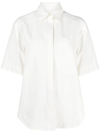 Loulou Studio Short-sleeved Button-up Shirt In White