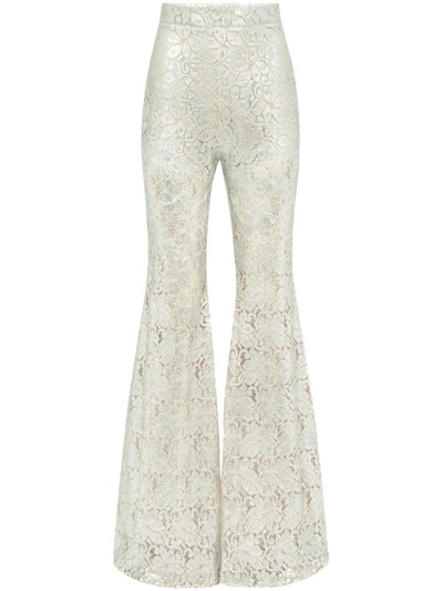 Nina Ricci Guipure-lace Long-length Flared Trousers In Gold