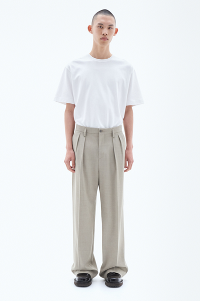 Filippa K Wide Wool Trousers In Beige