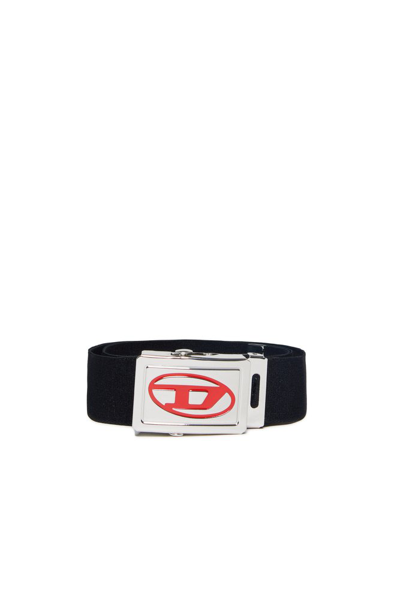 Diesel Kids Besar Logo Buckled Belt In Black