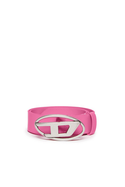 Diesel Kids' Logo标牌皮质腰带 In Pink