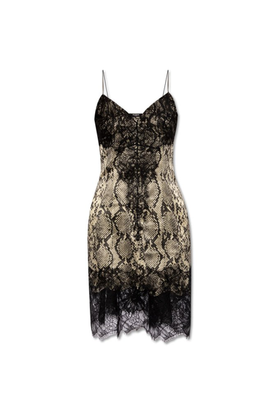 Balmain Lace Spaghetti Strap Dress In Black