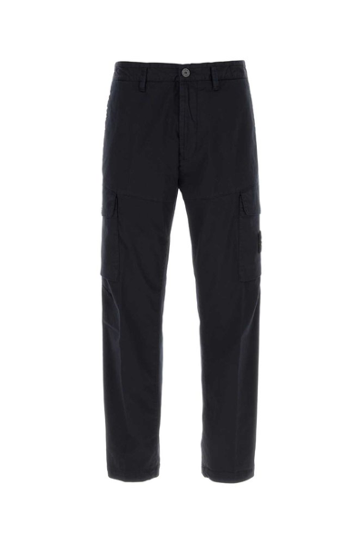 Stone Island Compass Patch Cargo Trousers In Navy