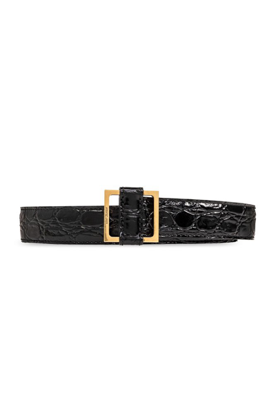 Saint Laurent Square Loop Buckle Belt In Black