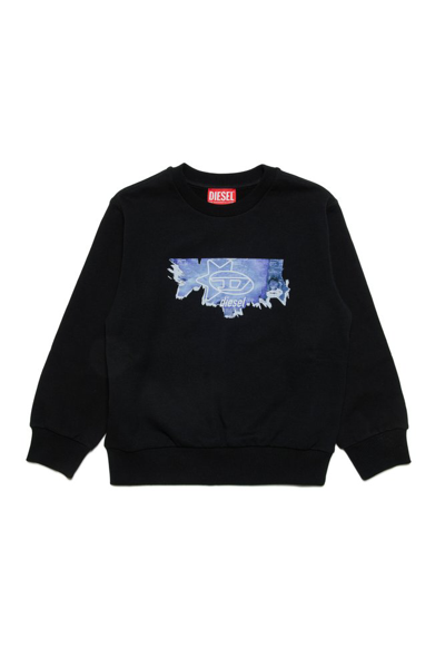 Diesel Kids' Sango Cotton Sweatshirt In Black