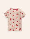 MINI BODEN All-over Printed T-Shirt Oatmeal Marl Tomatoes Girls Boden