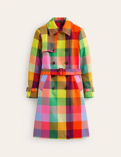 Boden Neon Belted Trench Coat Check Women