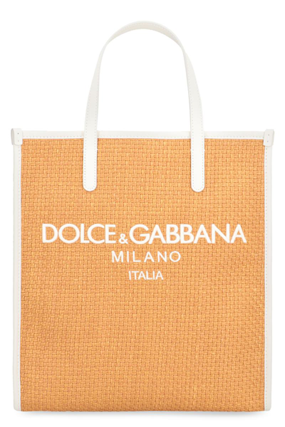 Dolce & Gabbana Raffia Tote Bag In Brown