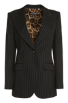 Dolce & Gabbana Pinstriped Wool Single Breasted Jacket In Black