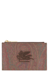 Etro Women's Coated Canvas Card Holder In Burgundy