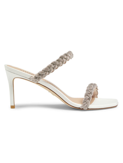 Stuart Weitzman Women's Addison 75mm Lacquered Leather Sandals In White