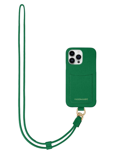 Maison De Sabre Sling Phone Case Iphone 15 Pro In Emerald Green