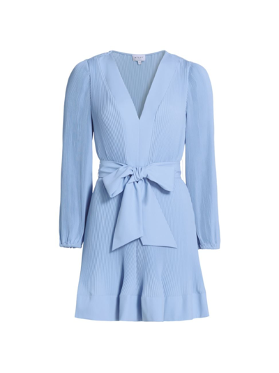 Milly Women's Liv Pleated Tie-waist Minidress In Blue