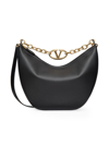 Valentino Garavani Medium Leather Vlogo Moon Shoulder Bag In Black