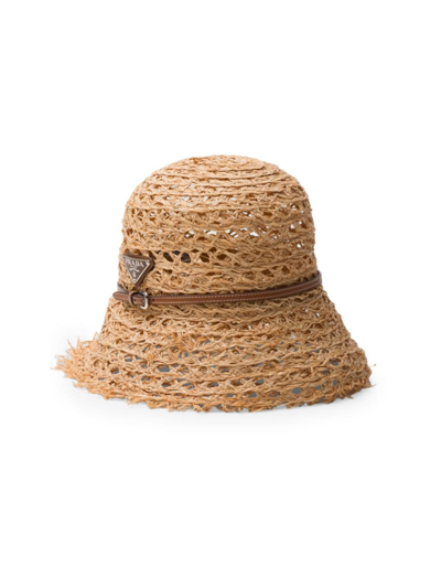 Prada Women's Woven Fabric Bucket Hat In Beige