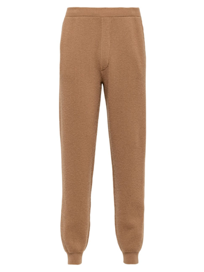 Prada Men's Cashmere Joggers In Brown