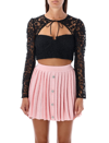 Self-portrait Self Portrait Women Top 'black Lace Tie Neck Crop' In Black