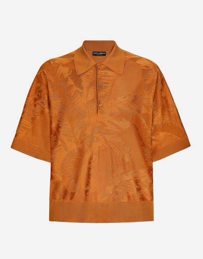 Dolce & Gabbana Silk-blend Polo Shirt In Brown