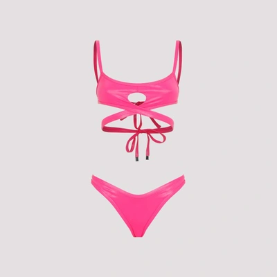 Attico Cut-out Wraparound Bikini In Pink